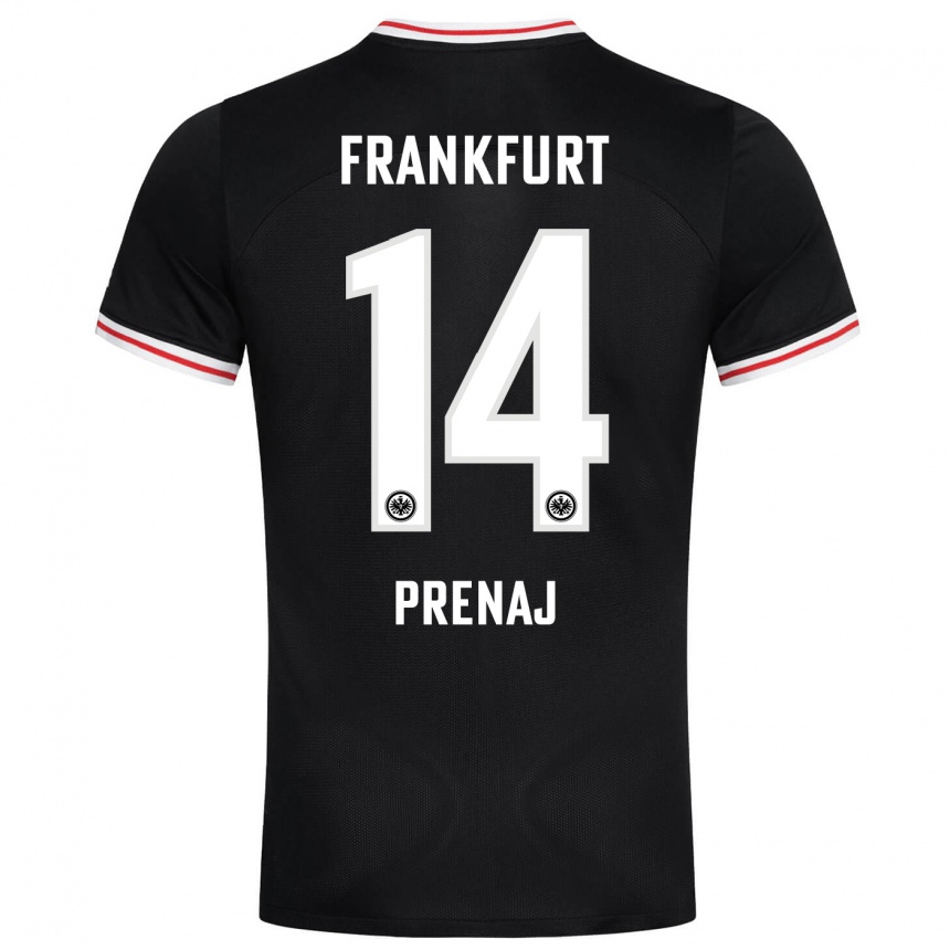 Damen Fußball Christian Prenaj #14 Schwarz Auswärtstrikot Trikot 2023/24 T-Shirt Luxemburg