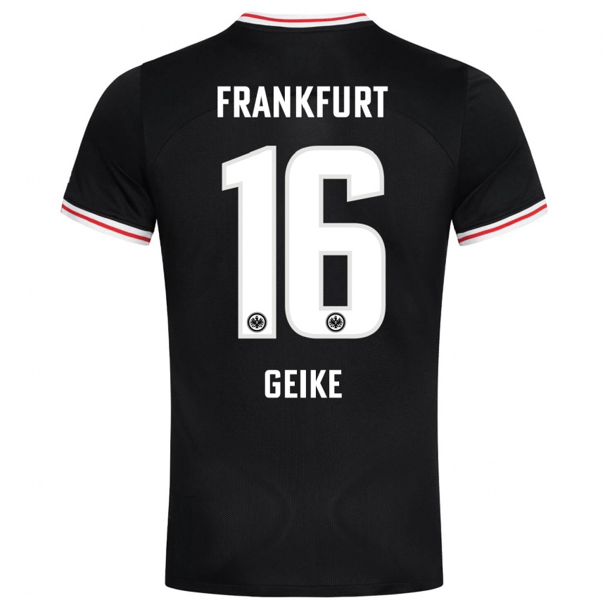 Damen Fußball Jonah Geike #16 Schwarz Auswärtstrikot Trikot 2023/24 T-Shirt Luxemburg