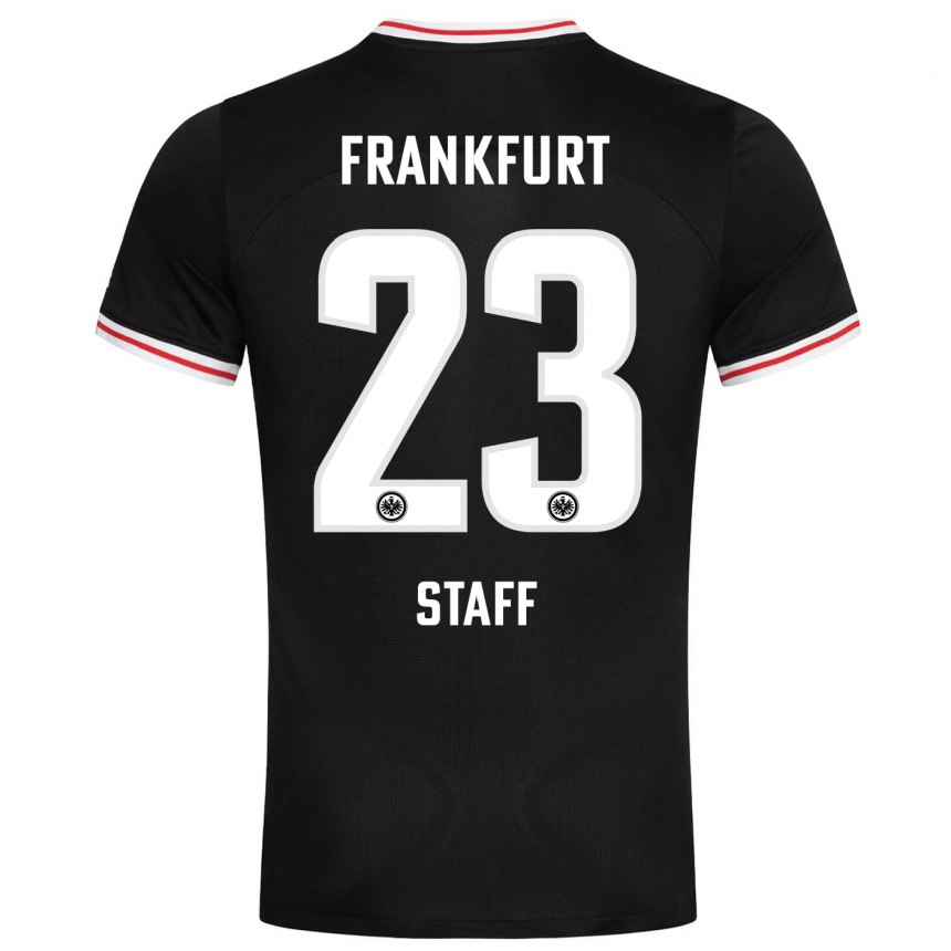 Damen Fußball Alexander Staff #23 Schwarz Auswärtstrikot Trikot 2023/24 T-Shirt Luxemburg