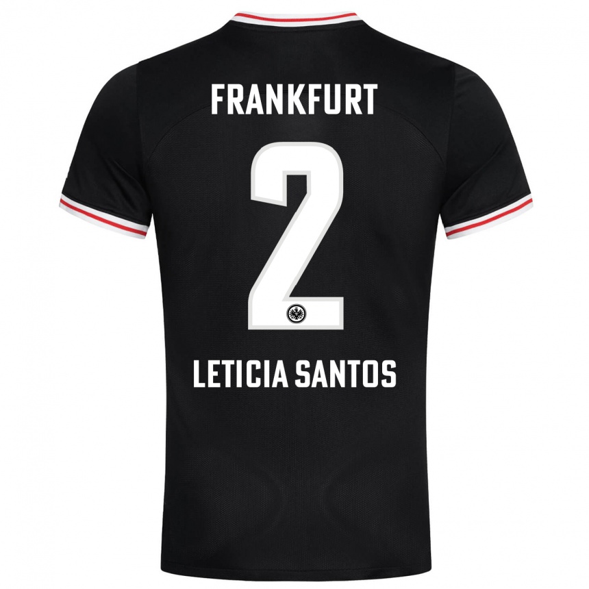 Damen Fußball Letícia Santos De Oliveira #2 Schwarz Auswärtstrikot Trikot 2023/24 T-Shirt Luxemburg