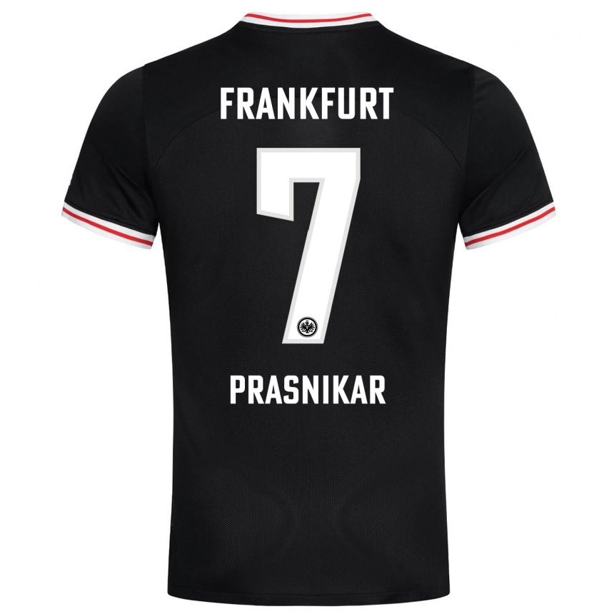 Damen Fußball Lara Prašnikar #7 Schwarz Auswärtstrikot Trikot 2023/24 T-Shirt Luxemburg