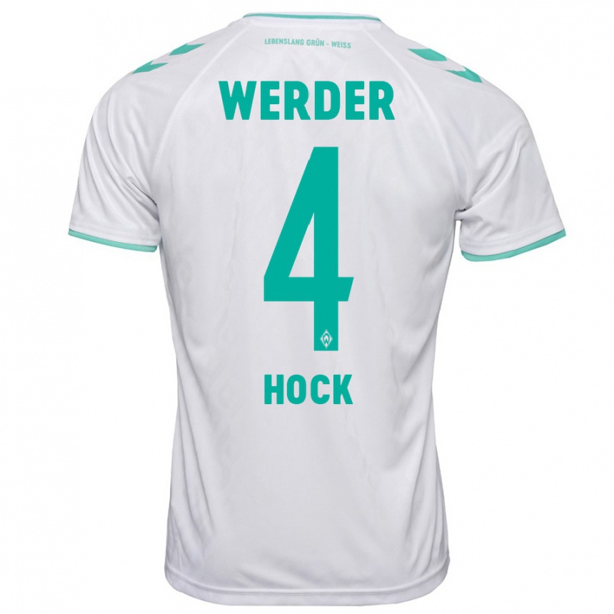 Damen Fußball Alexander Höck #4 Weiß Auswärtstrikot Trikot 2023/24 T-Shirt Luxemburg