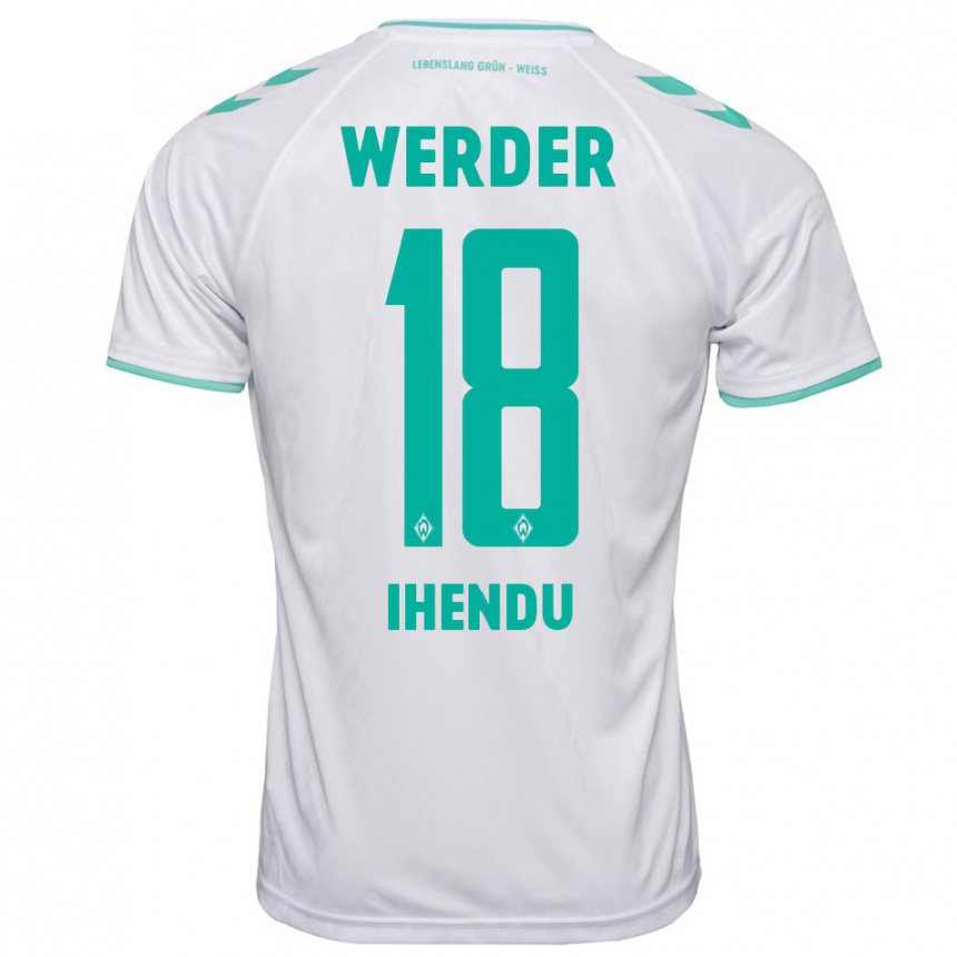 Damen Fußball Daniel Ihendu #18 Weiß Auswärtstrikot Trikot 2023/24 T-Shirt Luxemburg