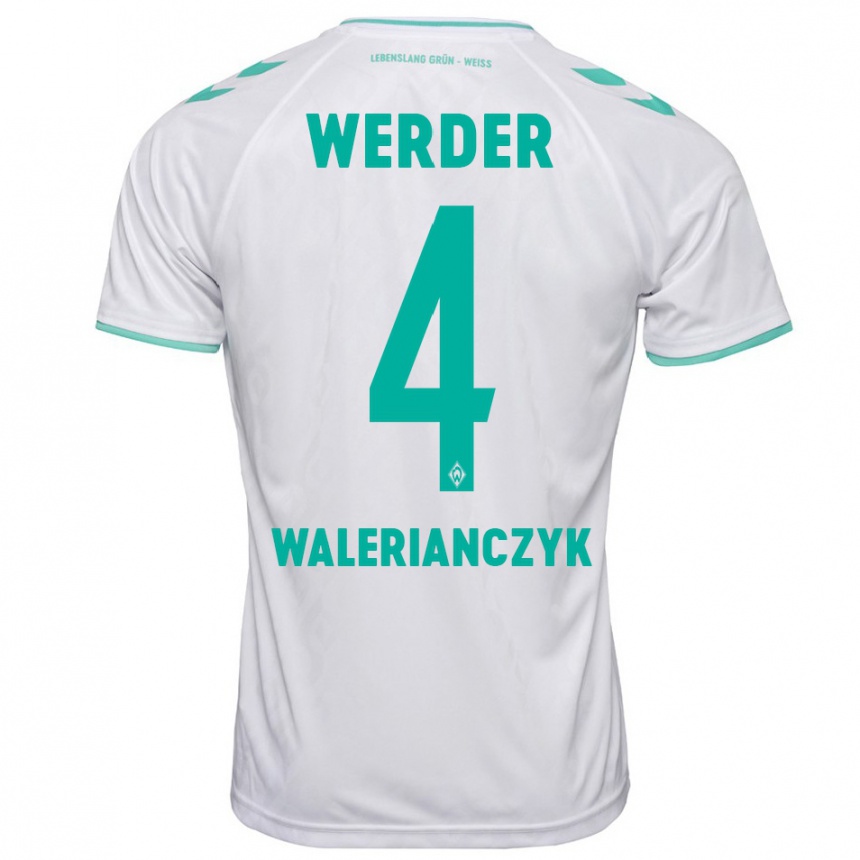 Damen Fußball Dennis Walerianczyk #4 Weiß Auswärtstrikot Trikot 2023/24 T-Shirt Luxemburg