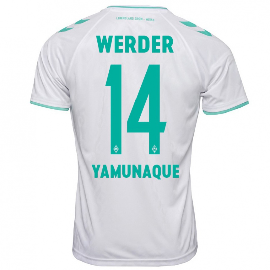 Damen Fußball Rafael Pascual Ramirez Yamunaque #14 Weiß Auswärtstrikot Trikot 2023/24 T-Shirt Luxemburg