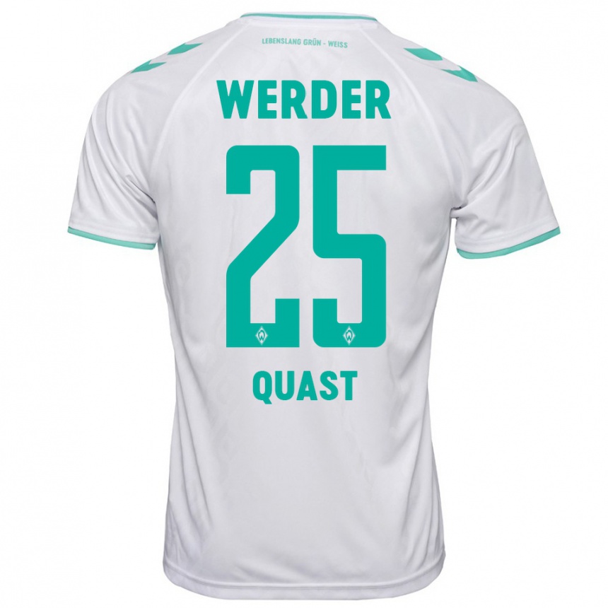 Damen Fußball Sönke Quast #25 Weiß Auswärtstrikot Trikot 2023/24 T-Shirt Luxemburg