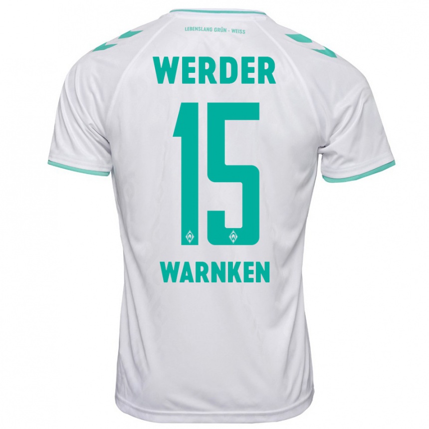 Damen Fußball Jannes Warnken #15 Weiß Auswärtstrikot Trikot 2023/24 T-Shirt Luxemburg