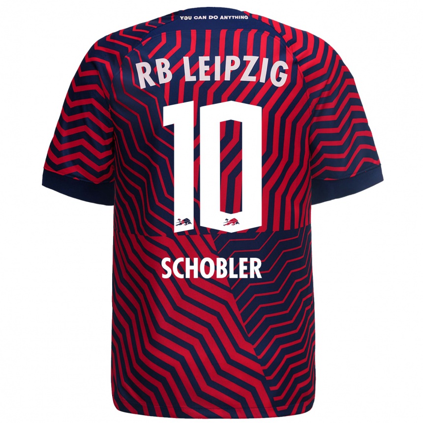 Damen Fußball Laurin Schößler #10 Blau Rot Auswärtstrikot Trikot 2023/24 T-Shirt Luxemburg