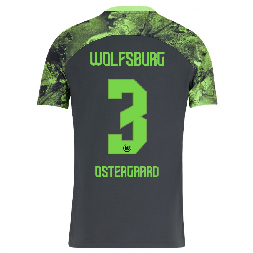 Damen Fußball Christian Östergaard #3 Dunkelgrau Auswärtstrikot Trikot 2023/24 T-Shirt Luxemburg