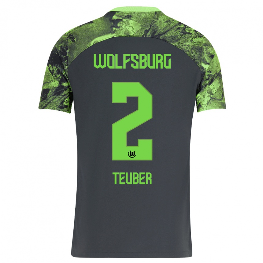 Damen Fußball Julius Teuber #2 Dunkelgrau Auswärtstrikot Trikot 2023/24 T-Shirt Luxemburg