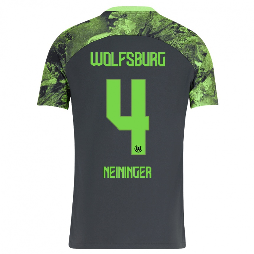 Damen Fußball Till Neininger #4 Dunkelgrau Auswärtstrikot Trikot 2023/24 T-Shirt Luxemburg