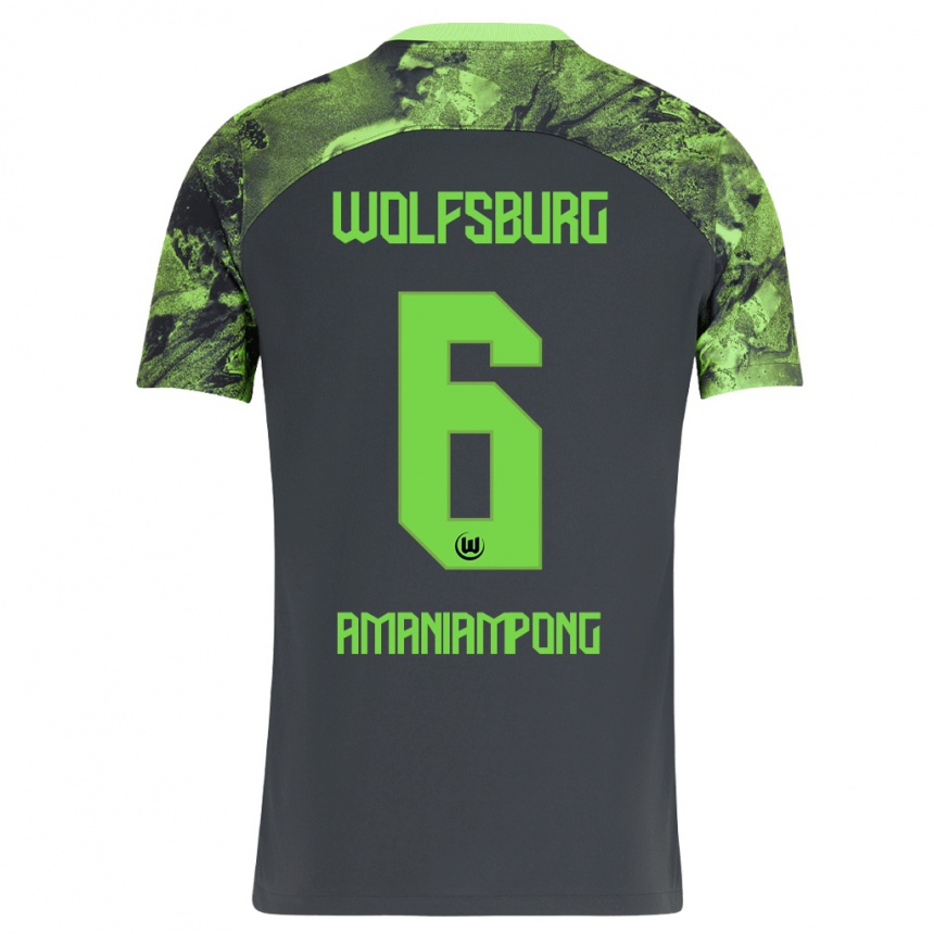 Damen Fußball Marces Amaniampong #6 Dunkelgrau Auswärtstrikot Trikot 2023/24 T-Shirt Luxemburg