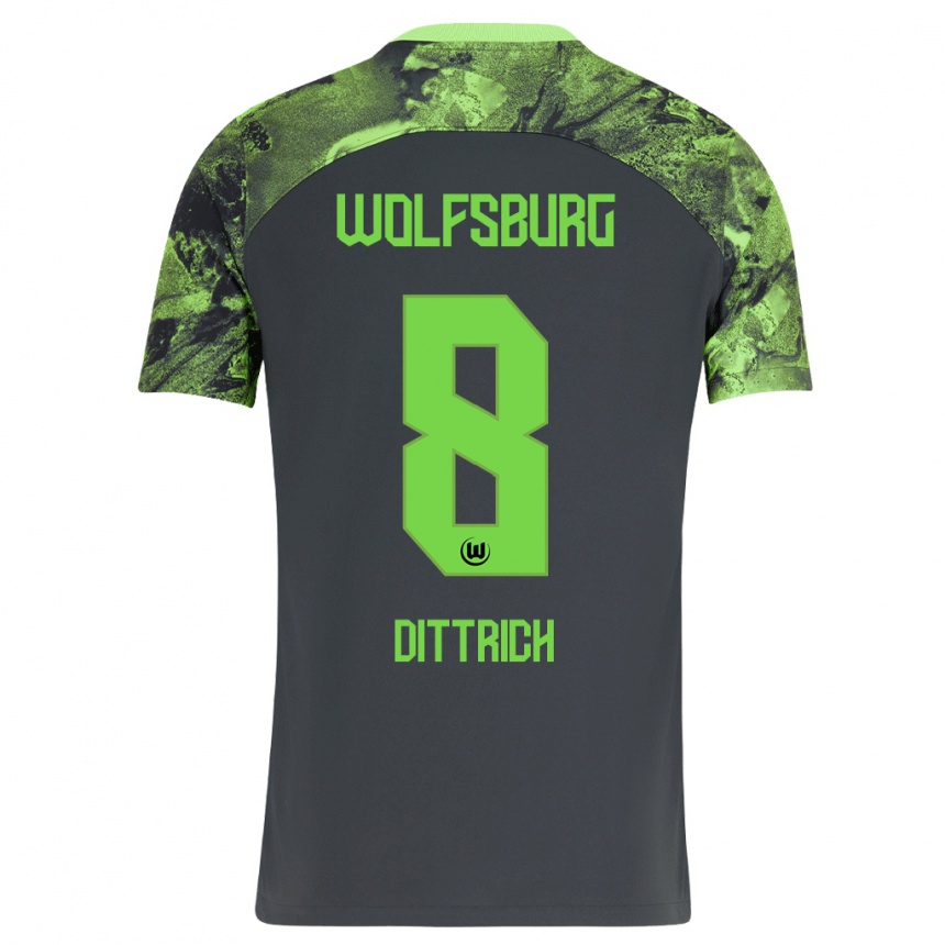 Damen Fußball Elia Dittrich #8 Dunkelgrau Auswärtstrikot Trikot 2023/24 T-Shirt Luxemburg