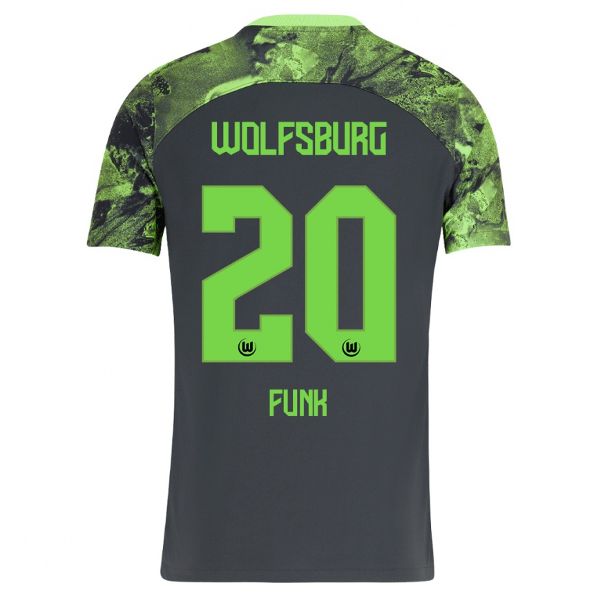 Damen Fußball Jonah Funk #20 Dunkelgrau Auswärtstrikot Trikot 2023/24 T-Shirt Luxemburg