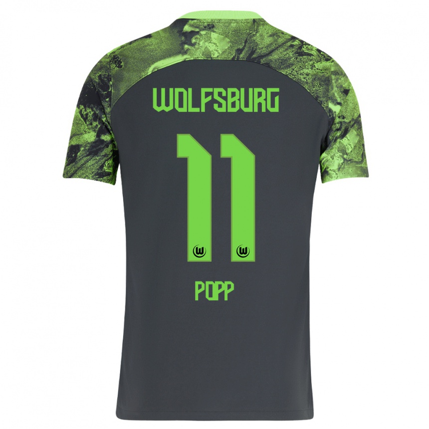 Damen Fußball Alexandra Popp #11 Dunkelgrau Auswärtstrikot Trikot 2023/24 T-Shirt Luxemburg