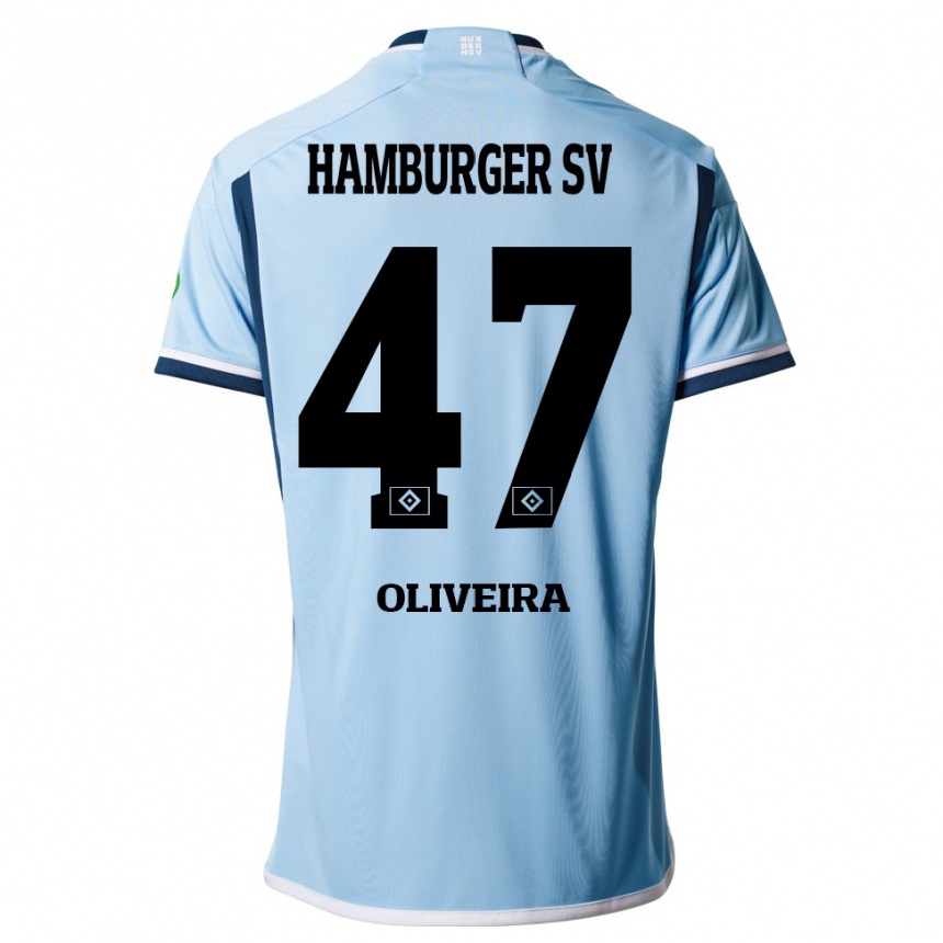 Damen Fußball Nicolas Oliveira #47 Blau Auswärtstrikot Trikot 2023/24 T-Shirt Luxemburg