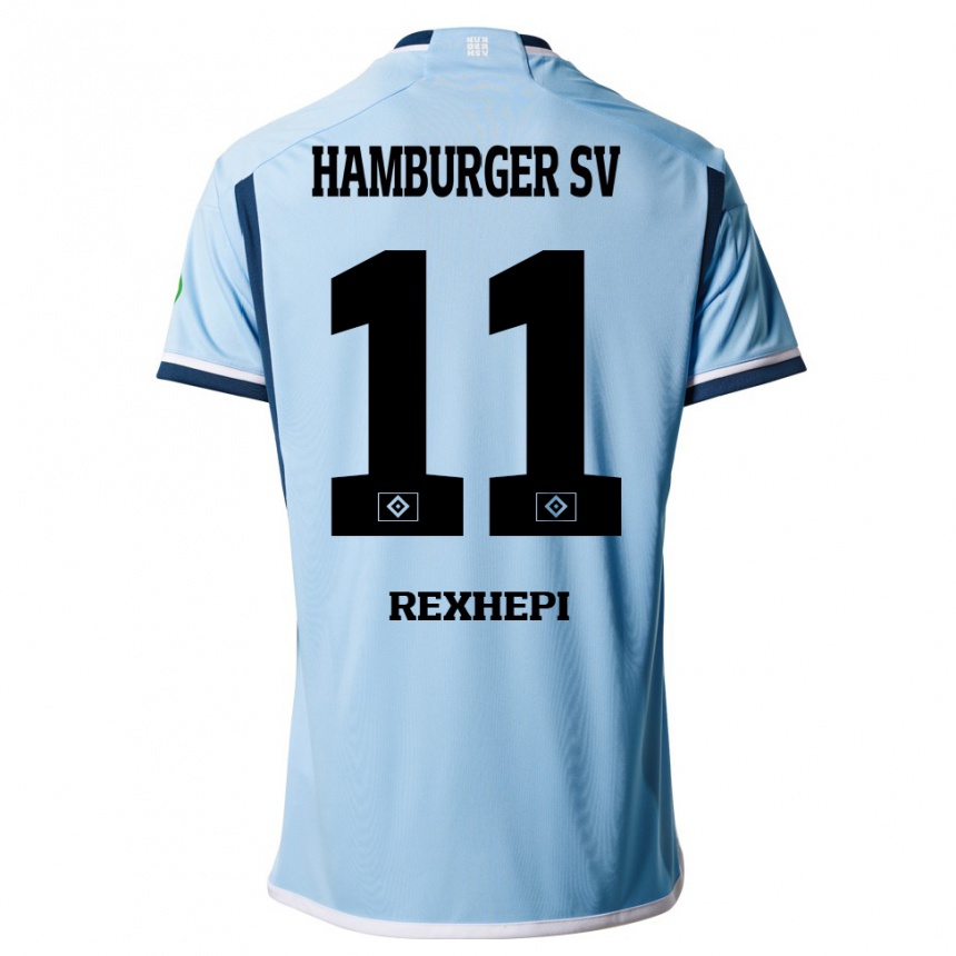 Damen Fußball Arlind Rexhepi #11 Blau Auswärtstrikot Trikot 2023/24 T-Shirt Luxemburg