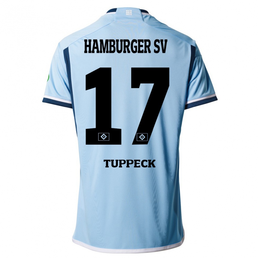 Damen Fußball Niklas Tuppeck #17 Blau Auswärtstrikot Trikot 2023/24 T-Shirt Luxemburg