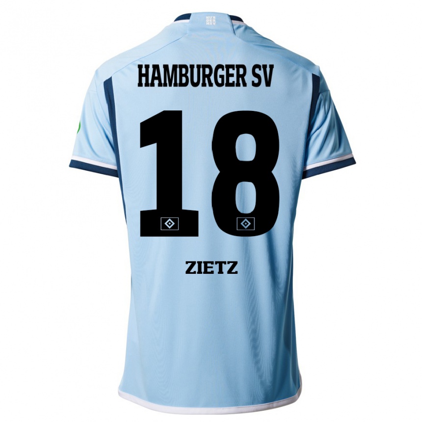 Damen Fußball Kimberly Zietz #18 Blau Auswärtstrikot Trikot 2023/24 T-Shirt Luxemburg