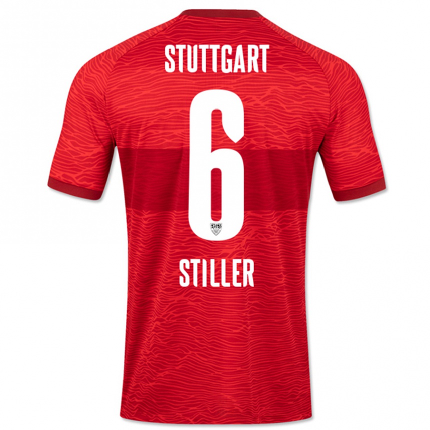 Damen Fußball Angelo Stiller #6 Rot Auswärtstrikot Trikot 2023/24 T-Shirt Luxemburg