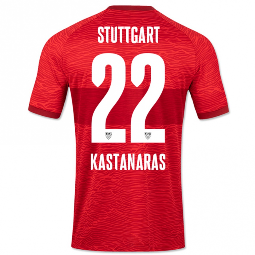 Damen Fußball Thomas Kastanaras #22 Rot Auswärtstrikot Trikot 2023/24 T-Shirt Luxemburg