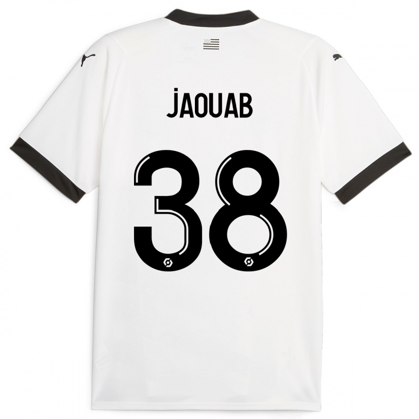 Damen Fußball Mohamed Jaouab #38 Weiß Auswärtstrikot Trikot 2023/24 T-Shirt Luxemburg