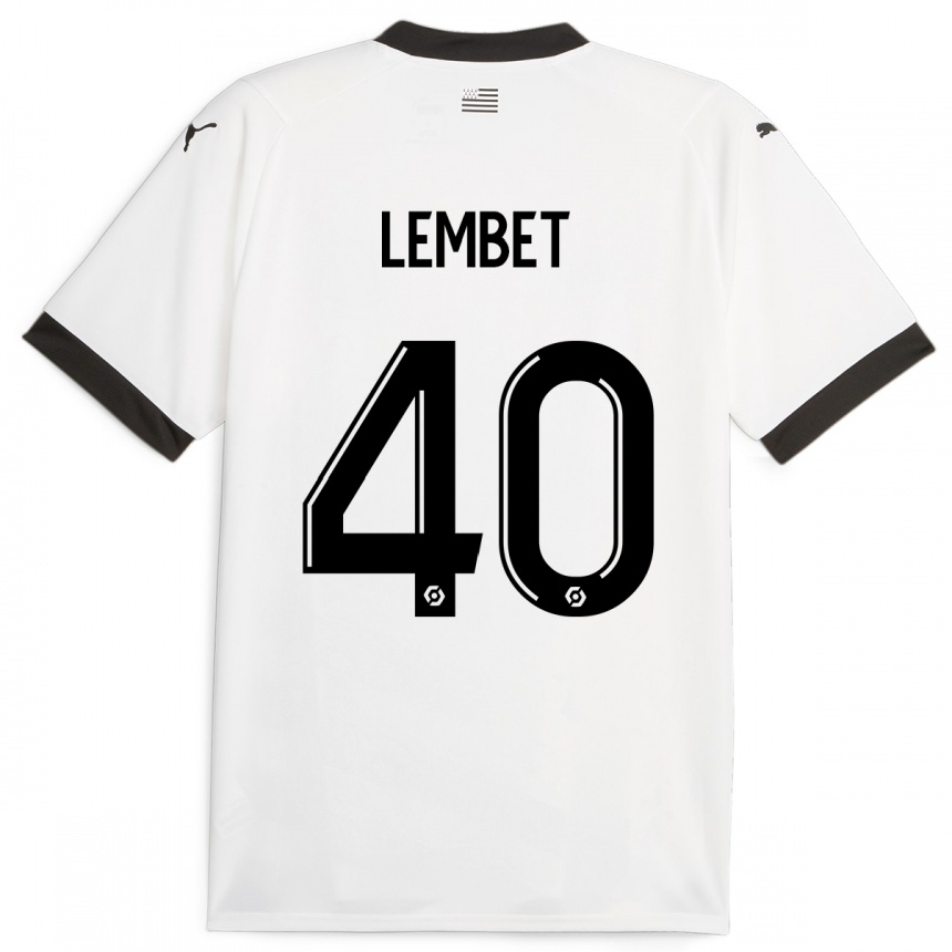Damen Fußball Geoffrey Lembet #40 Weiß Auswärtstrikot Trikot 2023/24 T-Shirt Luxemburg