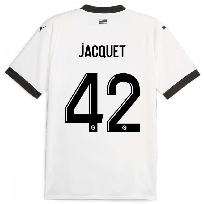 Damen Fußball Jérémy Jacquet #42 Weiß Auswärtstrikot Trikot 2023/24 T-Shirt Luxemburg