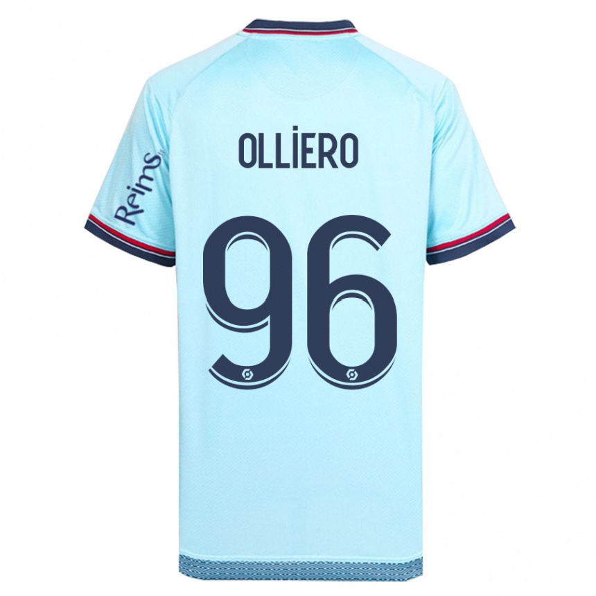 Damen Fußball Alexandre Olliero #96 Himmelblau Auswärtstrikot Trikot 2023/24 T-Shirt Luxemburg