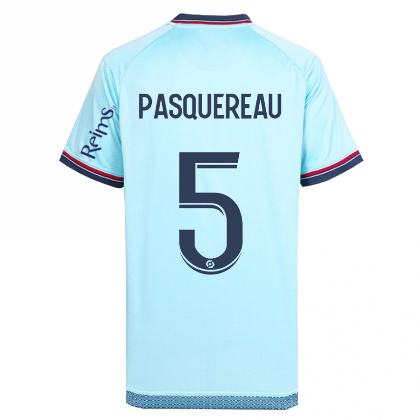 Damen Fußball Julie Pasquereau #5 Himmelblau Auswärtstrikot Trikot 2023/24 T-Shirt Luxemburg