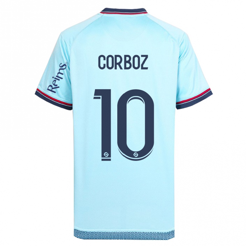 Damen Fußball Rachel Corboz #10 Himmelblau Auswärtstrikot Trikot 2023/24 T-Shirt Luxemburg