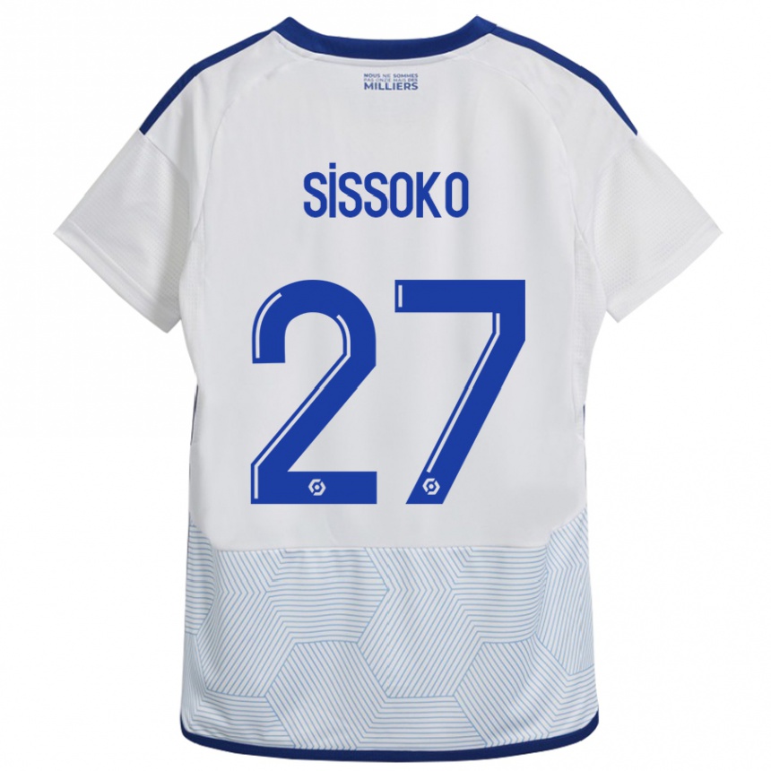 Damen Fußball Ibrahima Sissoko #27 Weiß Auswärtstrikot Trikot 2023/24 T-Shirt Luxemburg