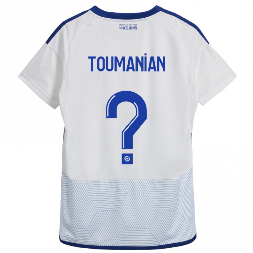 Damen Fußball Anthony Toumanian #0 Weiß Auswärtstrikot Trikot 2023/24 T-Shirt Luxemburg