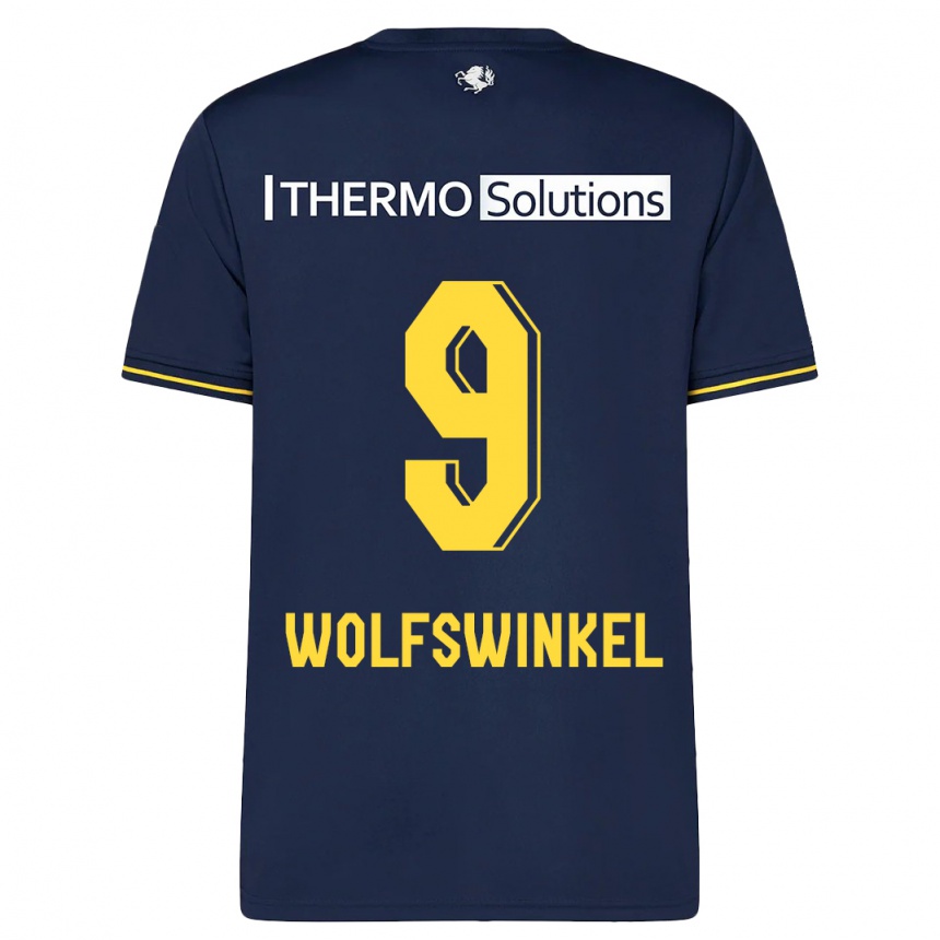 Damen Fußball Ricky Van Wolfswinkel #9 Marine Auswärtstrikot Trikot 2023/24 T-Shirt Luxemburg