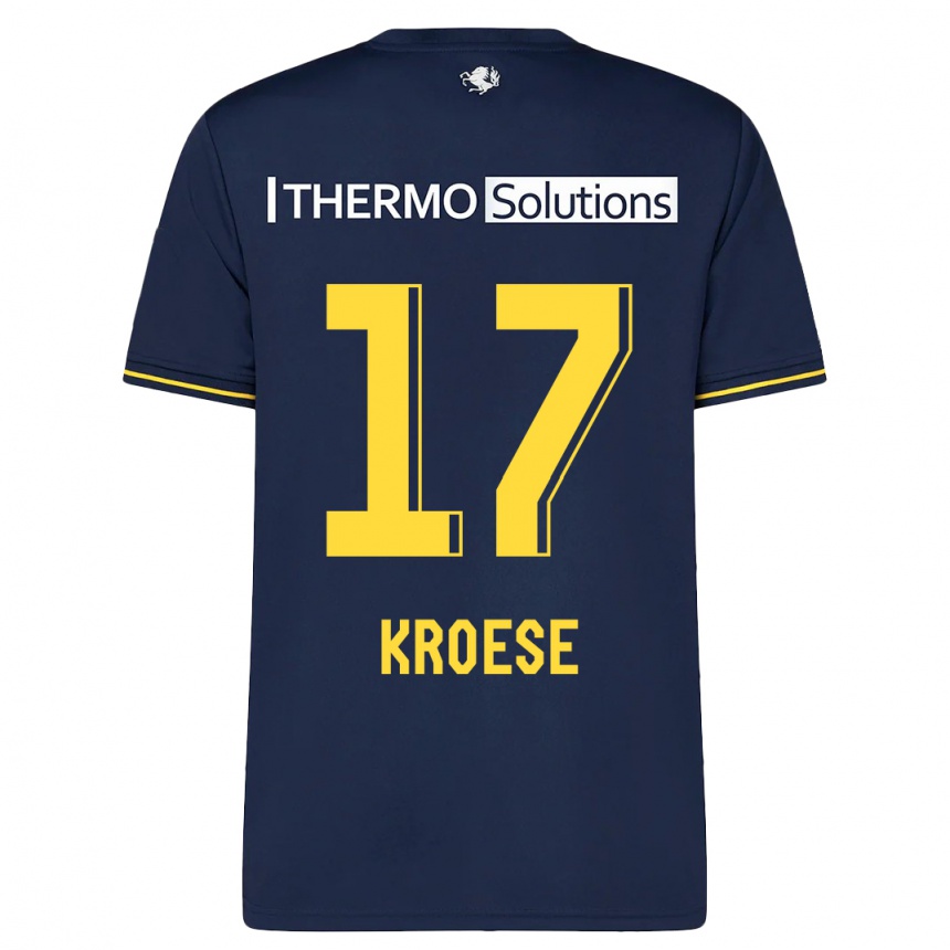 Damen Fußball Fieke Kroese #17 Marine Auswärtstrikot Trikot 2023/24 T-Shirt Luxemburg