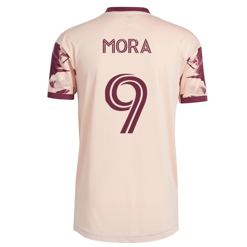 Damen Fußball Felipe Mora #9 Cremefarben Auswärtstrikot Trikot 2023/24 T-Shirt Luxemburg