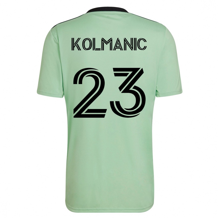 Damen Fußball Zan Kolmanic #23 Hellgrün Auswärtstrikot Trikot 2023/24 T-Shirt Luxemburg