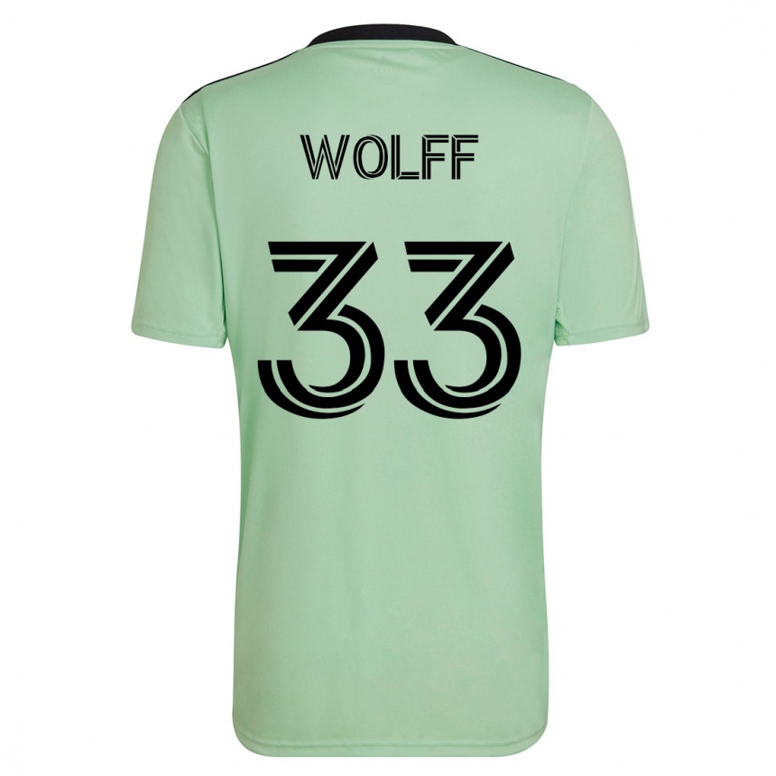 Damen Fußball Owen Wolff #33 Hellgrün Auswärtstrikot Trikot 2023/24 T-Shirt Luxemburg
