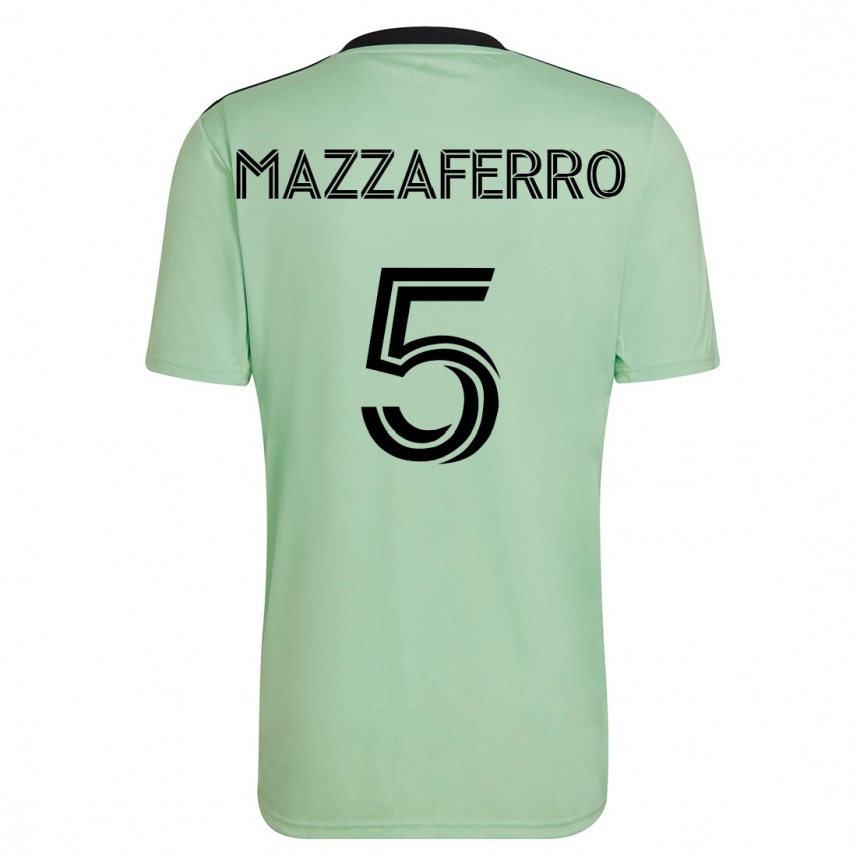 Damen Fußball Salvatore Mazzaferro #5 Hellgrün Auswärtstrikot Trikot 2023/24 T-Shirt Luxemburg