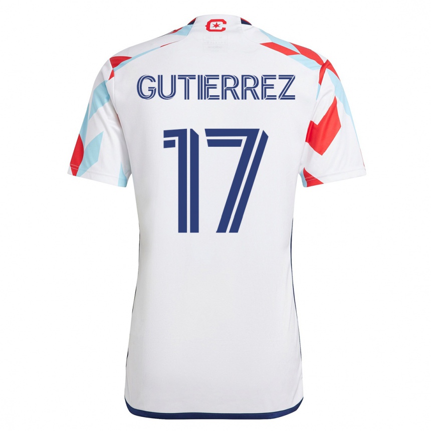 Damen Fußball Brian Gutiérrez #17 Weiß Blau Auswärtstrikot Trikot 2023/24 T-Shirt Luxemburg