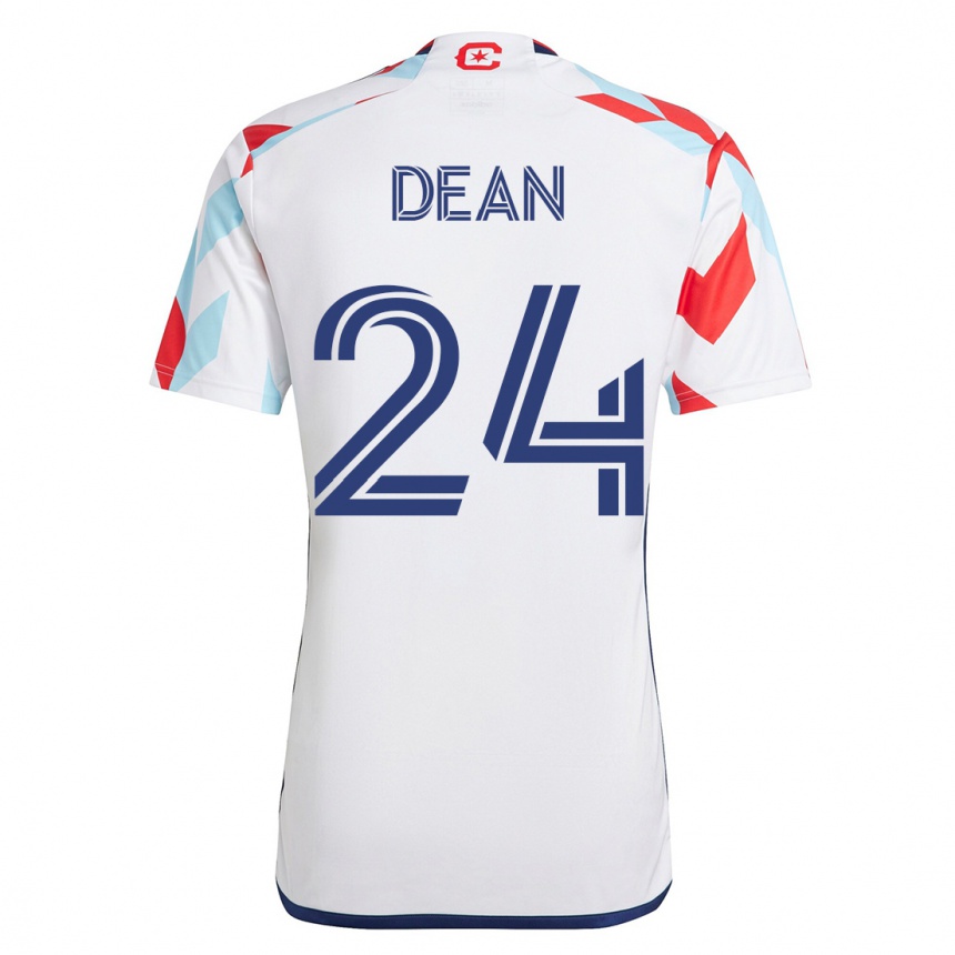 Damen Fußball Jonathan Dean #24 Weiß Blau Auswärtstrikot Trikot 2023/24 T-Shirt Luxemburg
