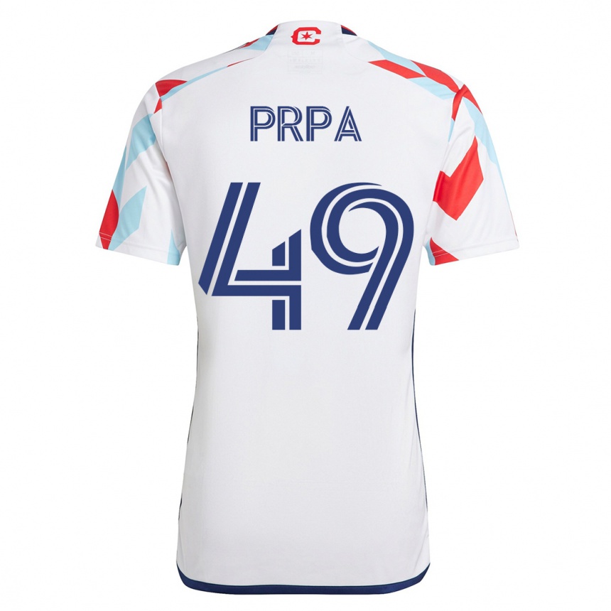 Damen Fußball Luka Prpa #49 Weiß Blau Auswärtstrikot Trikot 2023/24 T-Shirt Luxemburg