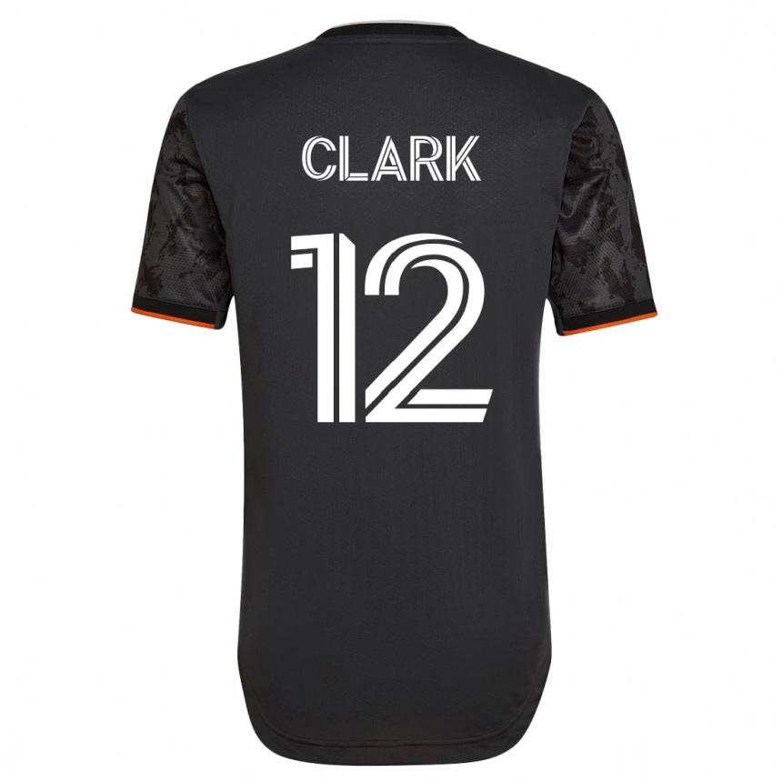 Damen Fußball Steve Clark #12 Schwarz Auswärtstrikot Trikot 2023/24 T-Shirt Luxemburg