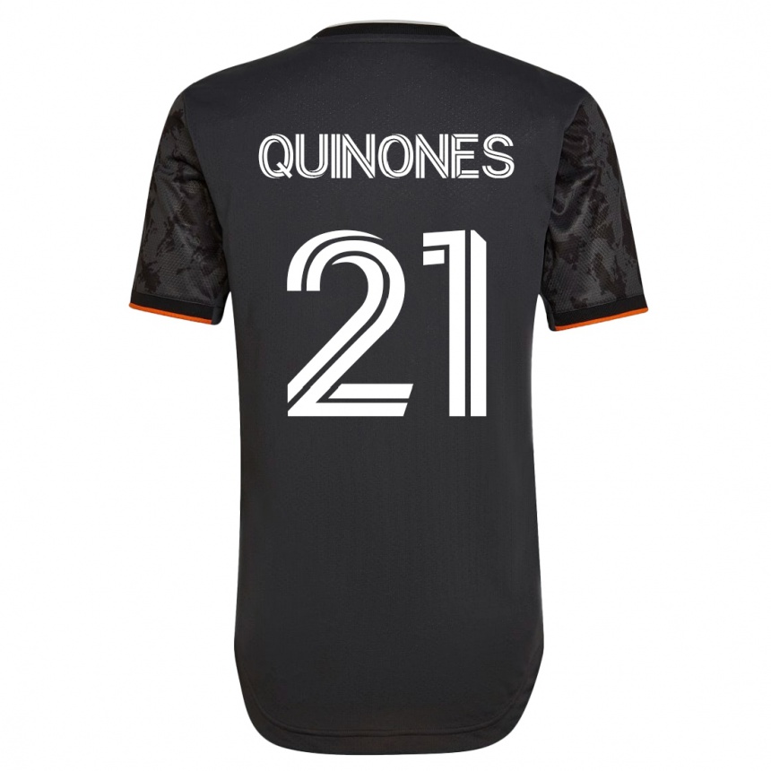 Damen Fußball Nelson Quiñónes #21 Schwarz Auswärtstrikot Trikot 2023/24 T-Shirt Luxemburg