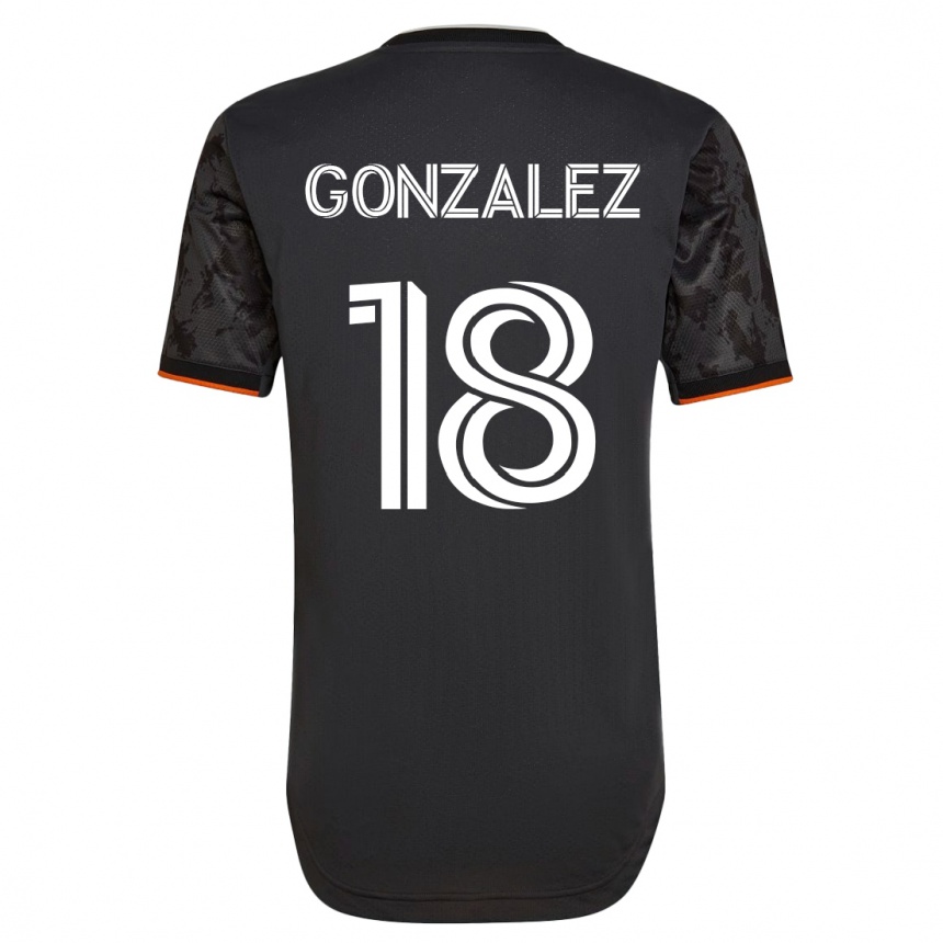 Damen Fußball Diego Gonzalez #18 Schwarz Auswärtstrikot Trikot 2023/24 T-Shirt Luxemburg