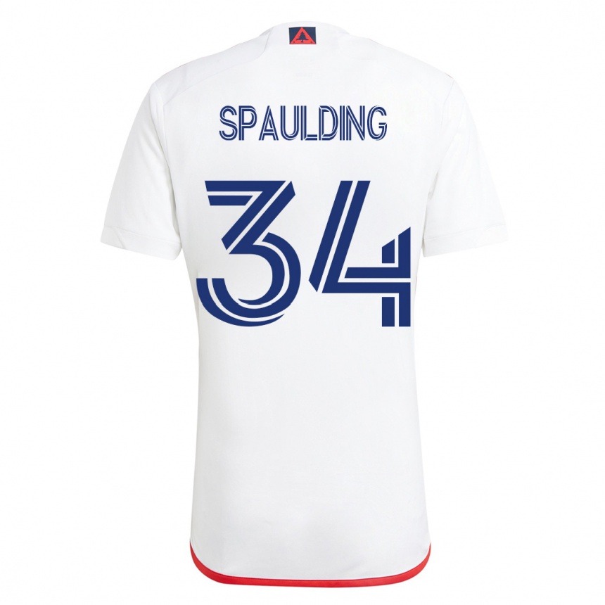 Damen Fußball Ryan Spaulding #34 Weiß Rot Auswärtstrikot Trikot 2023/24 T-Shirt Luxemburg
