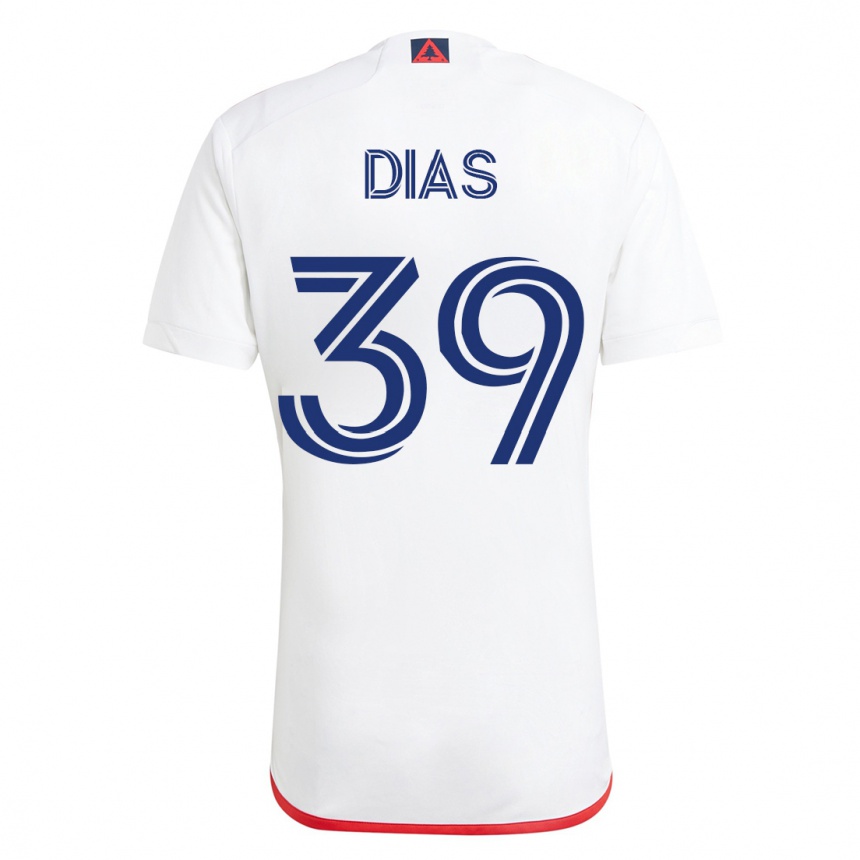 Damen Fußball Marcos Dias #39 Weiß Rot Auswärtstrikot Trikot 2023/24 T-Shirt Luxemburg