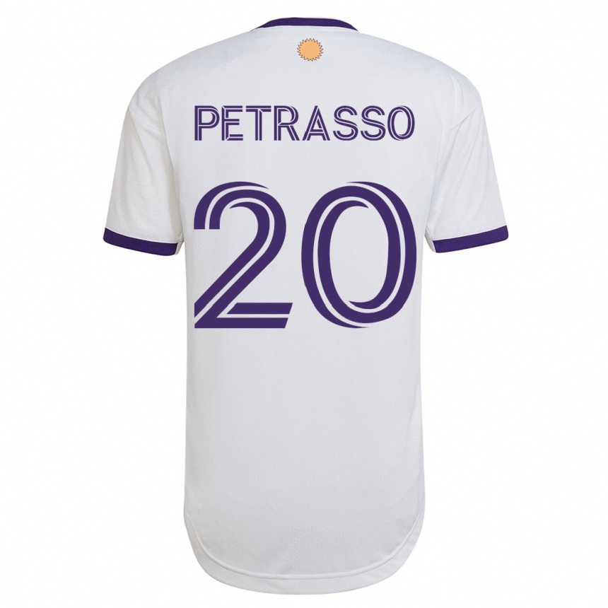 Damen Fußball Luca Petrasso #20 Weiß Auswärtstrikot Trikot 2023/24 T-Shirt Luxemburg