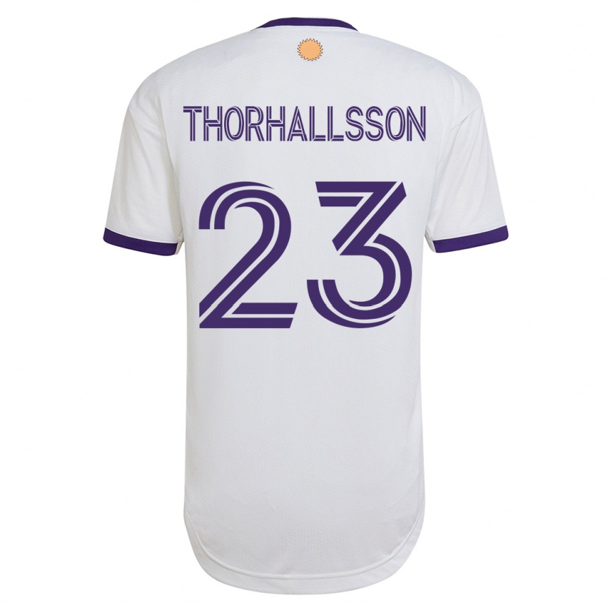 Damen Fußball Dagur Dan Thórhallsson #23 Weiß Auswärtstrikot Trikot 2023/24 T-Shirt Luxemburg