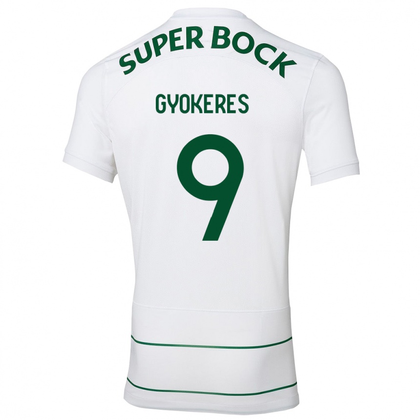 Damen Fußball Viktor Gyökeres #9 Weiß Auswärtstrikot Trikot 2023/24 T-Shirt Luxemburg